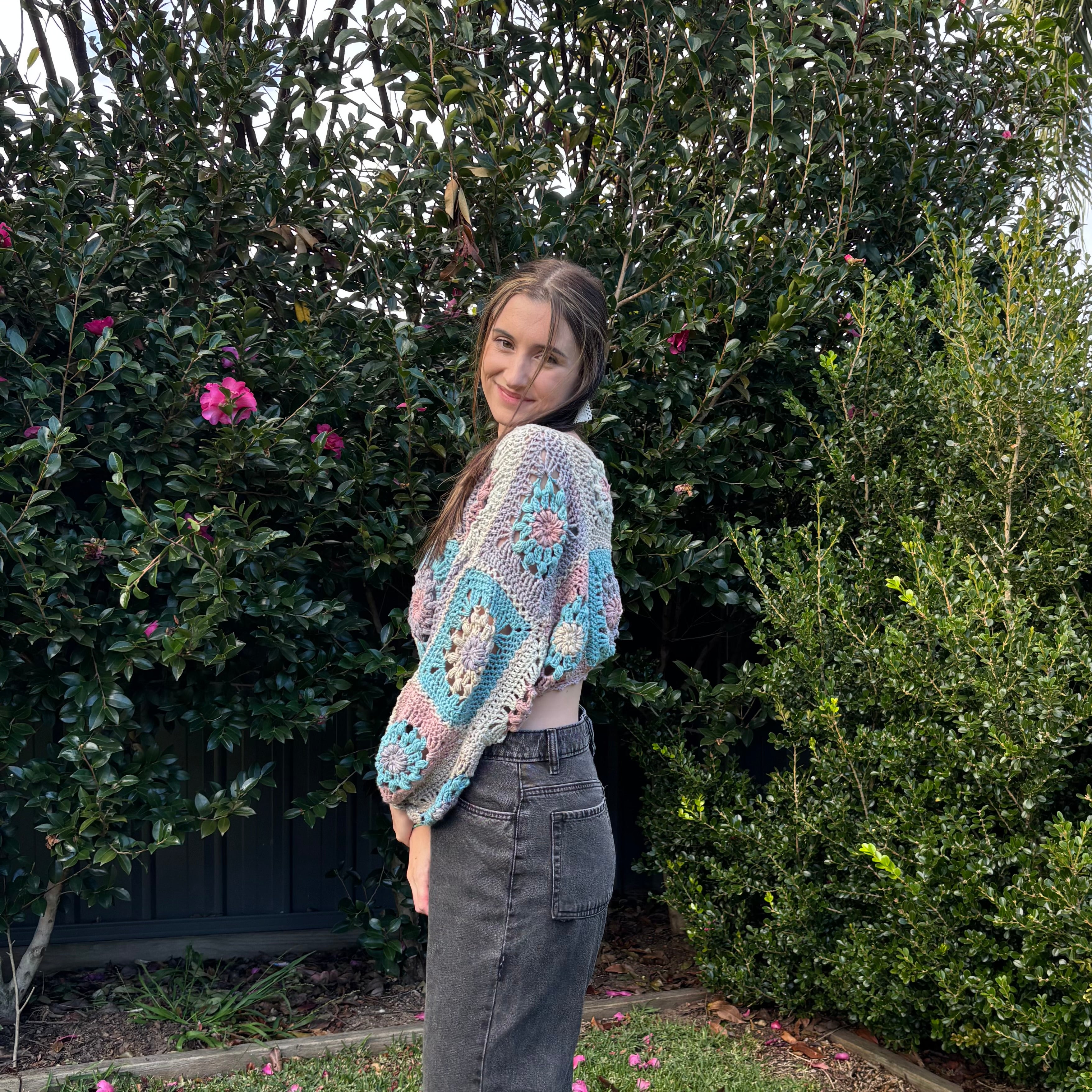 Crochet Pattern- Sunflower Crochet Sweater- Womens Girls Crochet Jumper Winter Summer