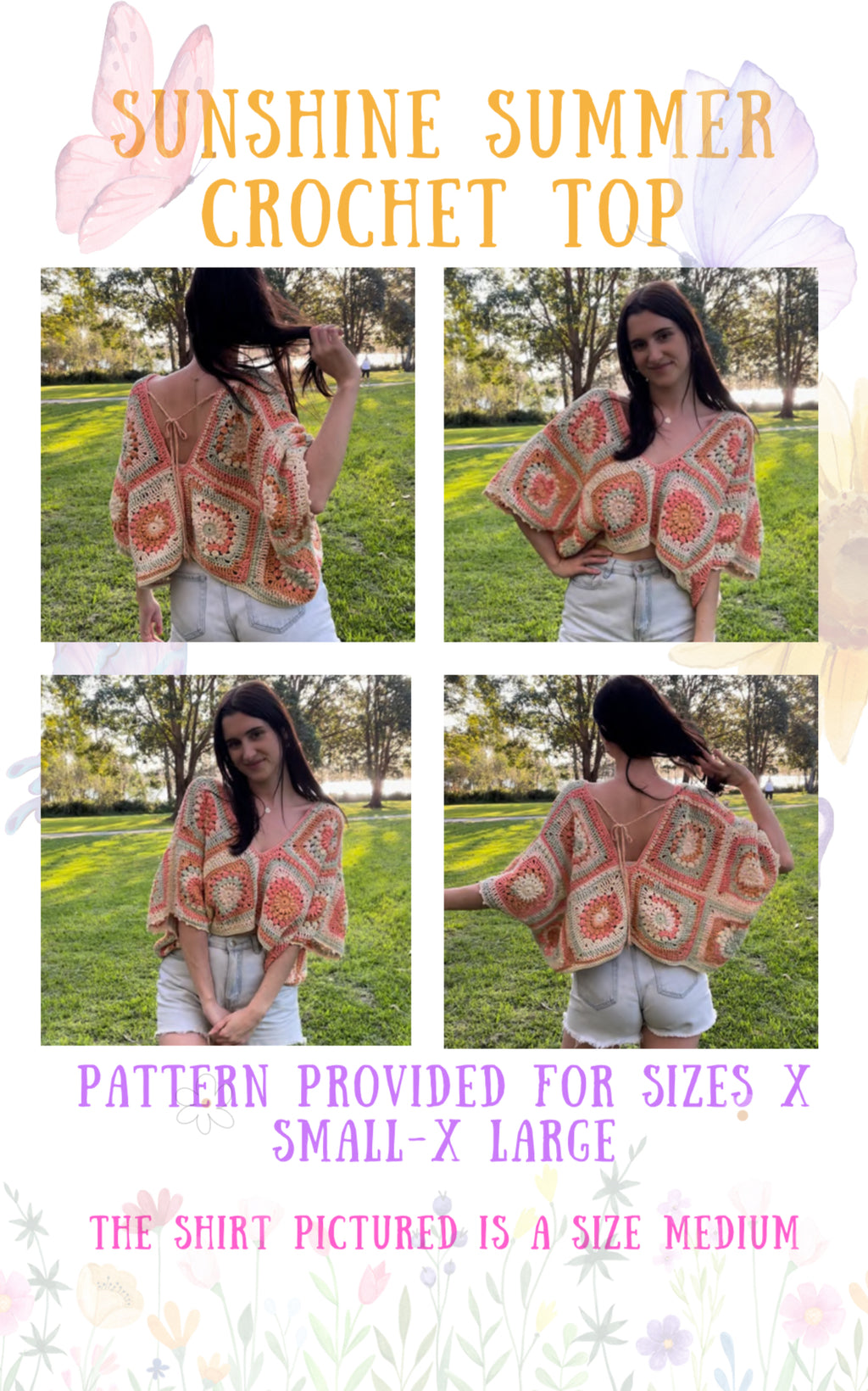 Crochet Pattern- Sunshine Summer Crochet Top- Swimwear Cover Up Crochet Womens Shirt