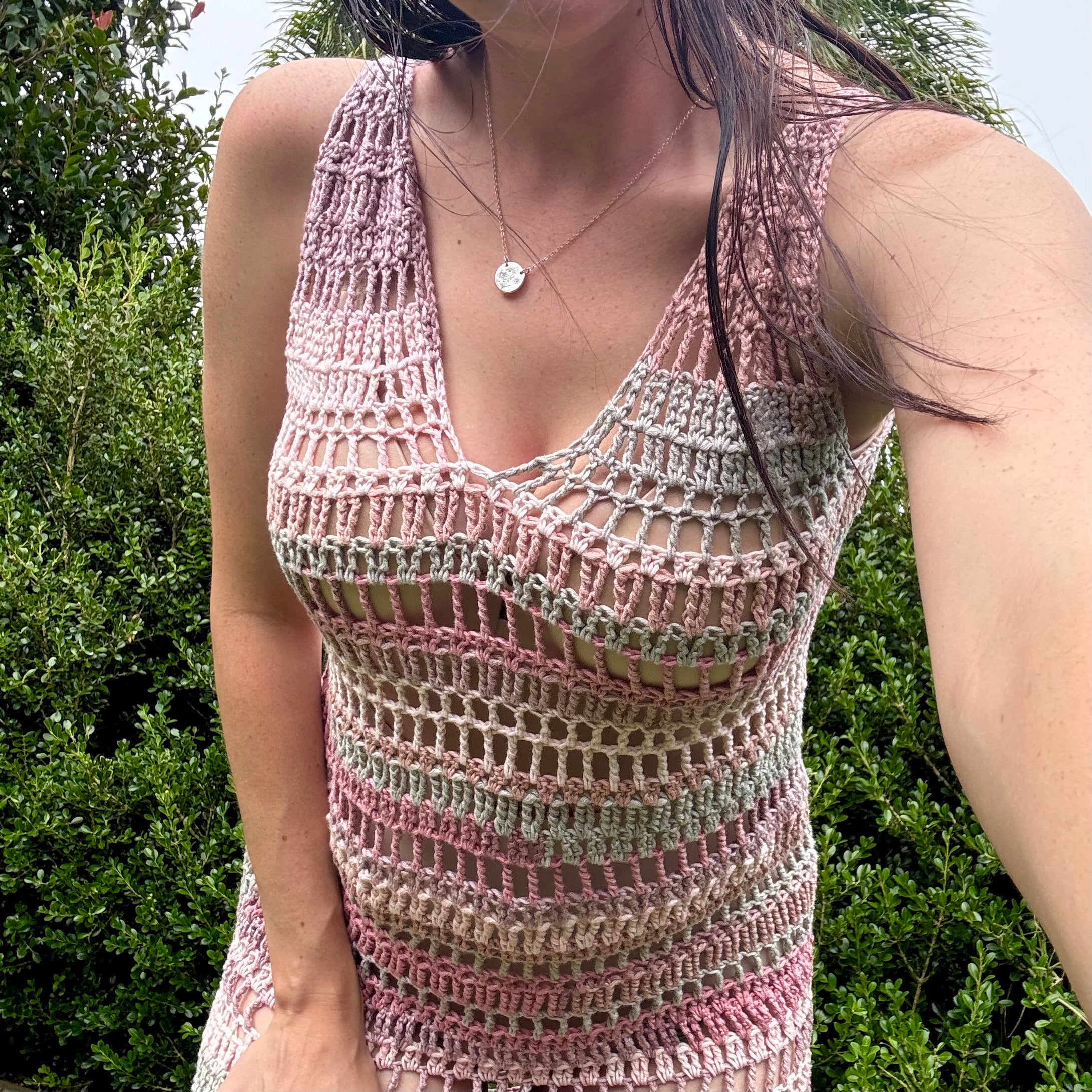 Crochet Pattern- Sherbet Mesh Crochet Dress- Women’s Summer Beach Cover-Up Dress