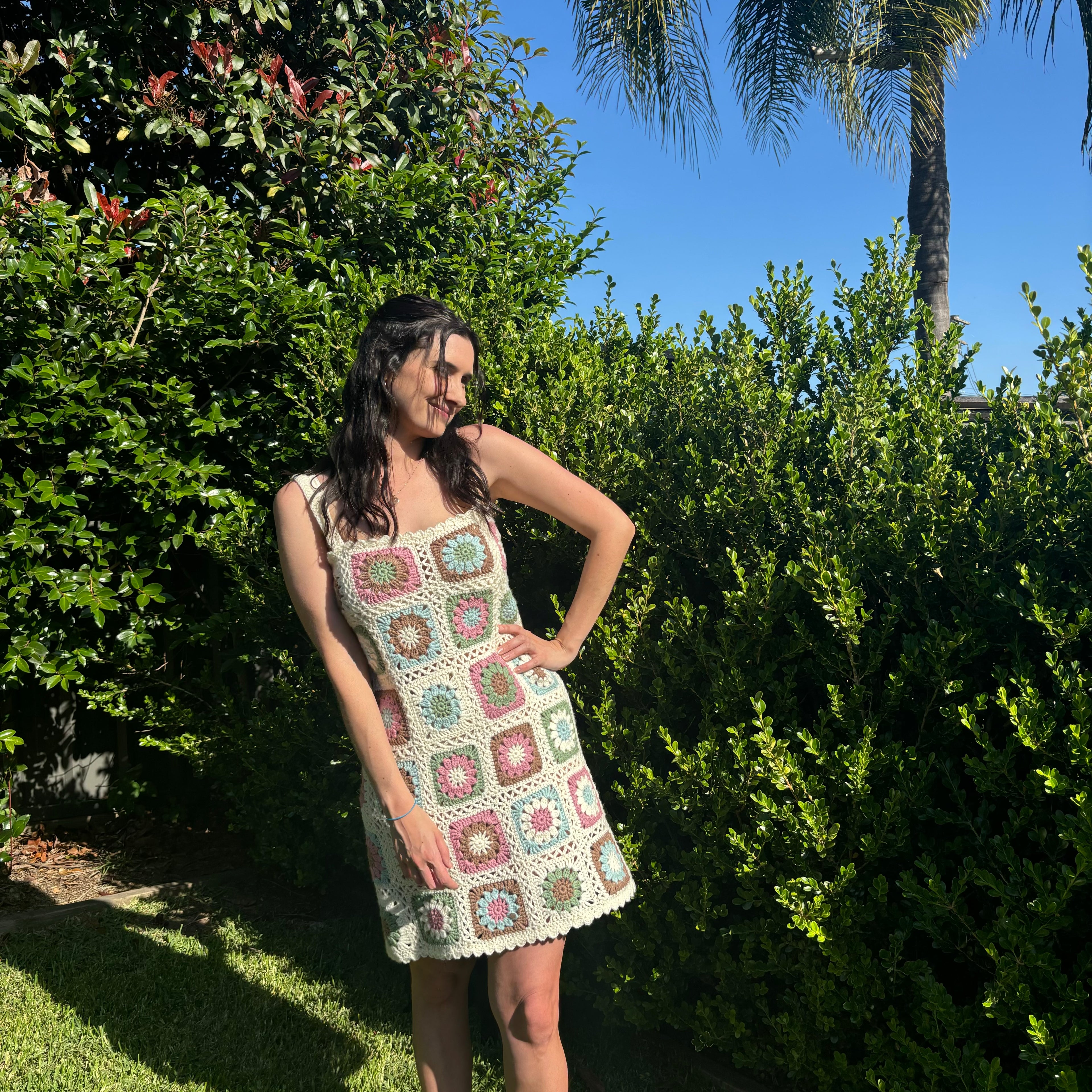 Crochet Pattern- Granny Square Crochet Summer Dress- Beach Cover-Up Dress