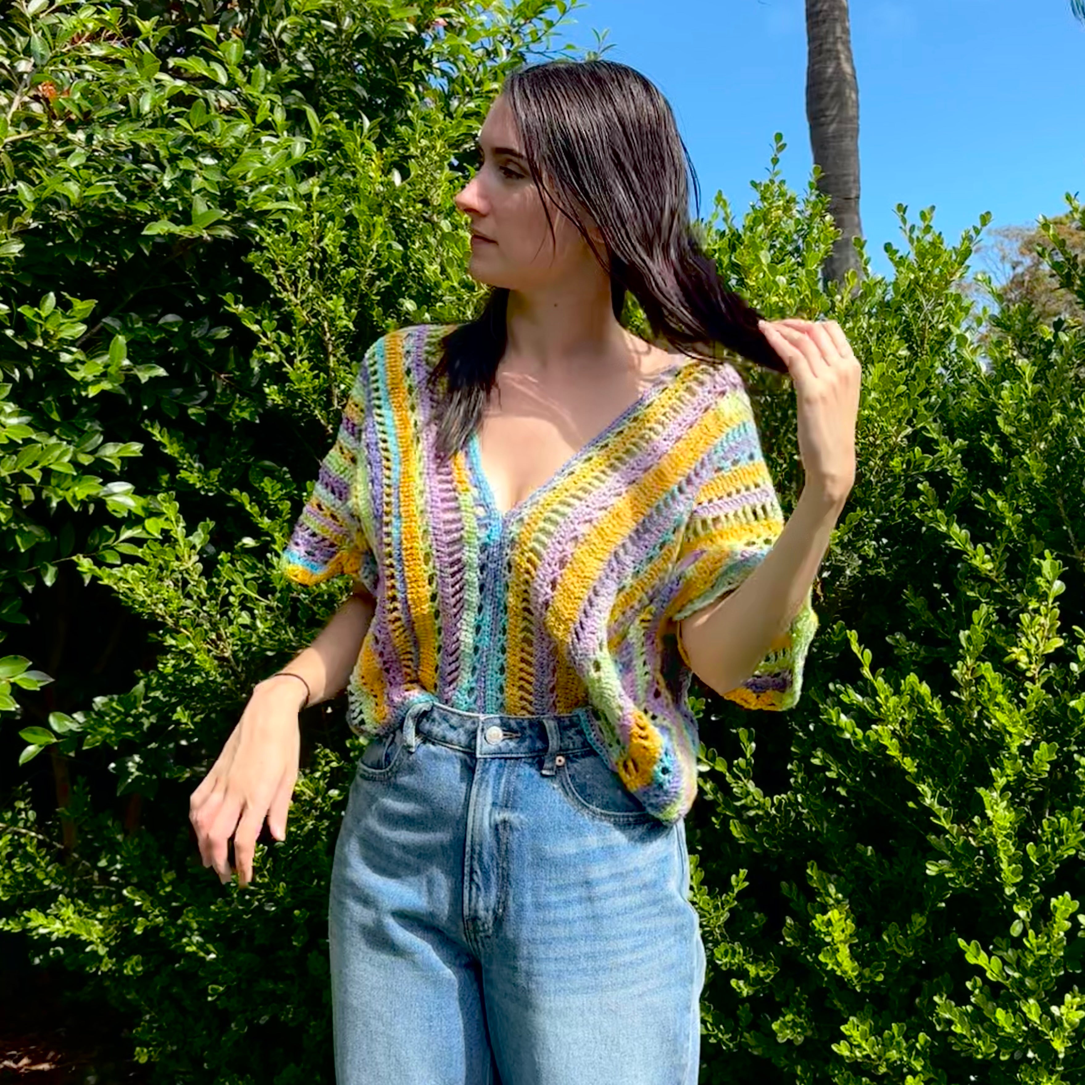 Crochet Pattern- Sunny Summer Crochet Top- Swimwear Cover Up Crochet Womens Shirt- Crochet Summer Clothing