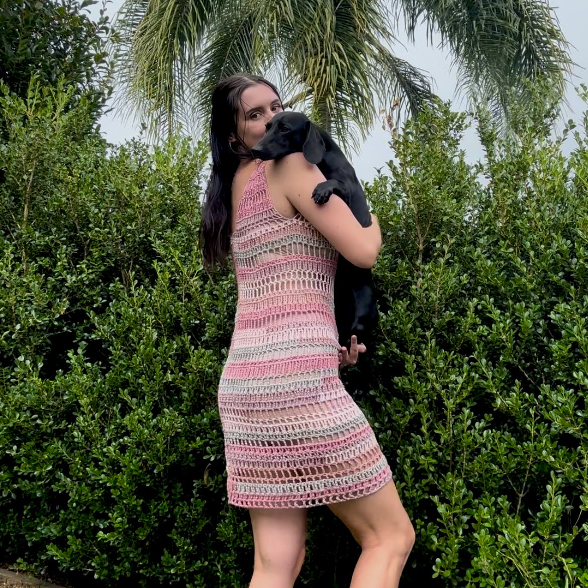 Crochet Pattern- Sherbet Mesh Crochet Dress- Women’s Summer Beach Cover-Up Dress