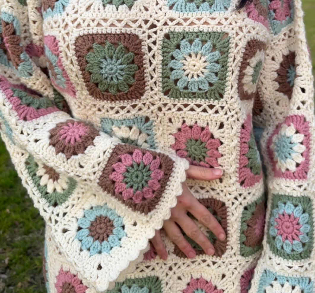 Crochet Pattern- Sunshine Granny Square Crochet Dress- Summer Winter Beach Cover-Up Dress