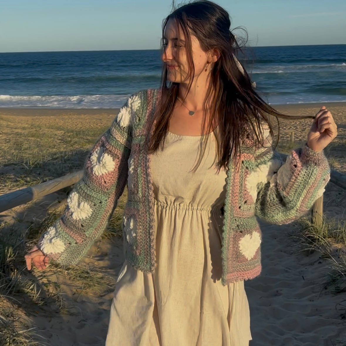 Crochet Pattern- Lover Heart Cardigan- Granny Square Crochet Sweater- Summer Winter Crochet Throw Over