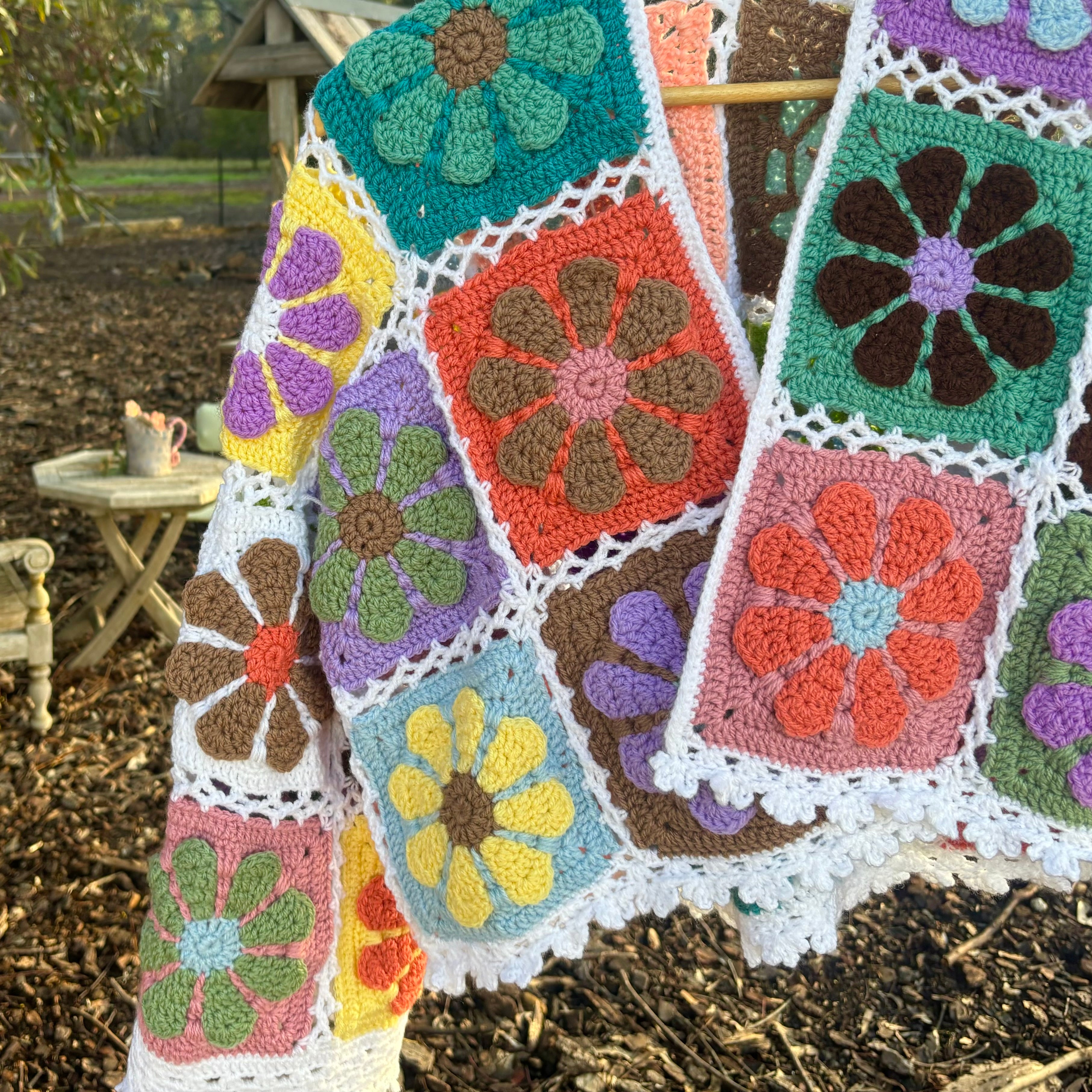 Crochet Pattern- Flower Power Cardigan- Granny Square Crochet Sweater- Summer Cool Crochet Throw Over