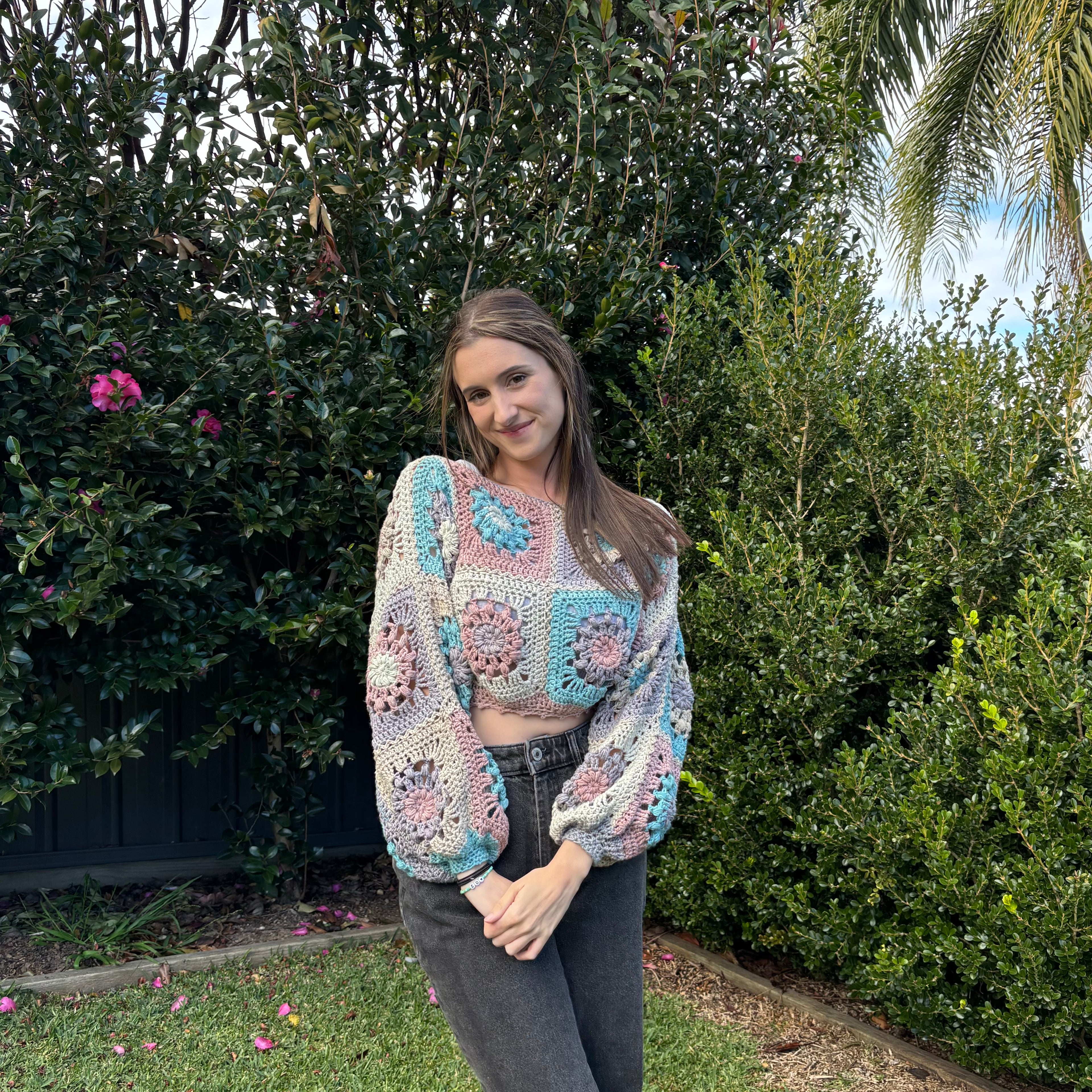 Crochet Pattern- Sunflower Crochet Sweater- Womens Girls Crochet Jumper Winter Summer