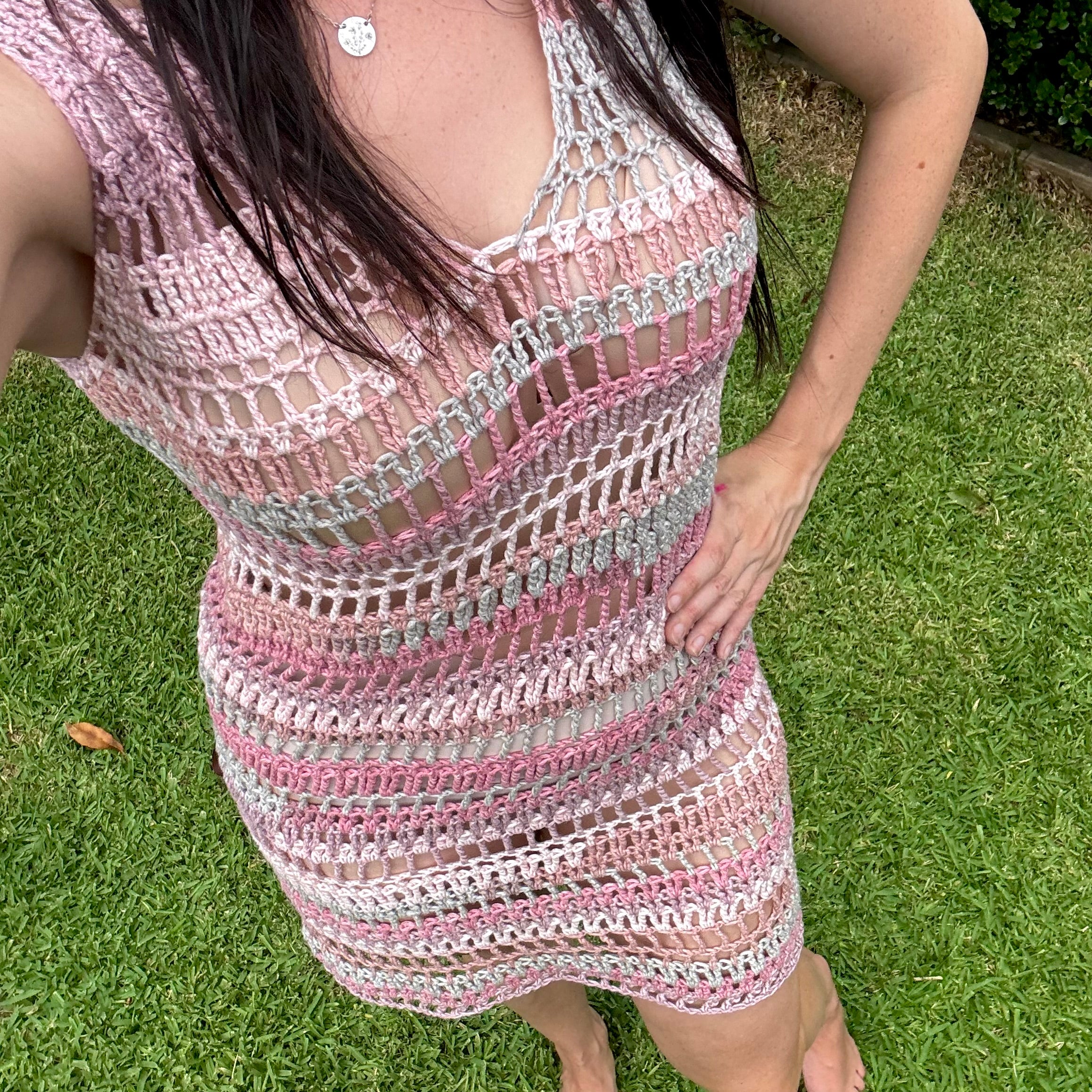 Crochet Pattern- Sherbet Mesh Crochet Dress- Women’s Summer Beach Cover-Up Dress