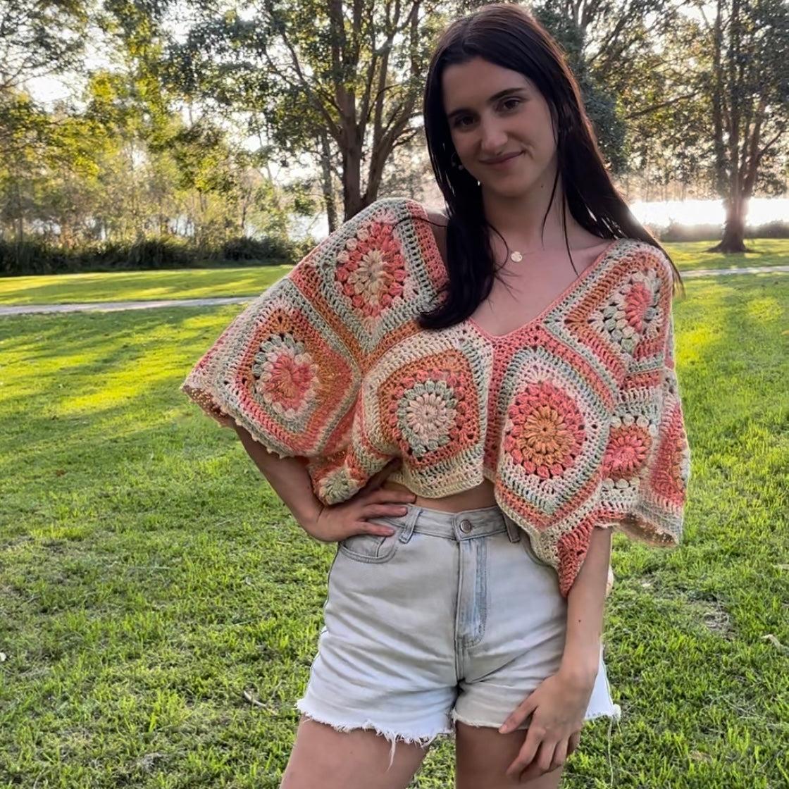 Crochet Pattern- Sunshine Summer Crochet Top- Swimwear Cover Up Crochet Womens Shirt