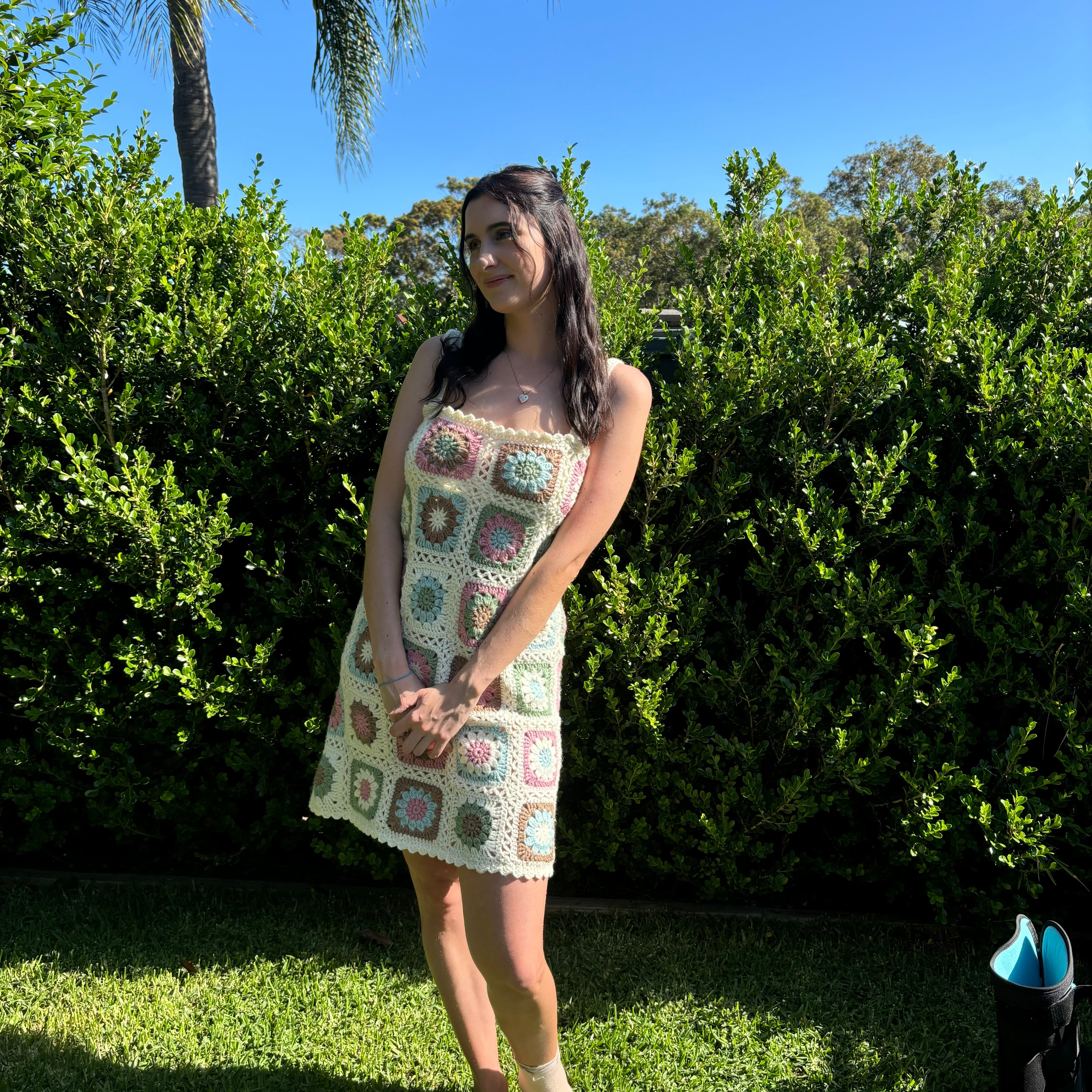 Crochet Pattern- Granny Square Crochet Summer Dress- Beach Cover-Up Dress