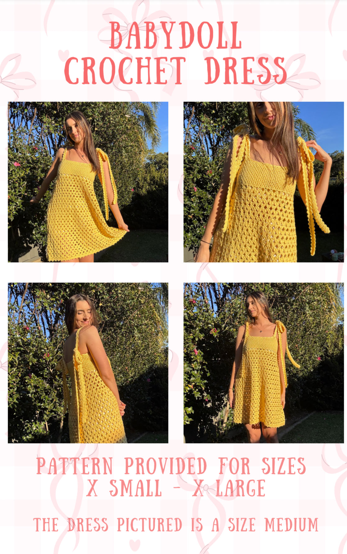 Crochet Pattern- Babydoll Crochet Dress- Womens Crochet Summer Festival Beach Dress