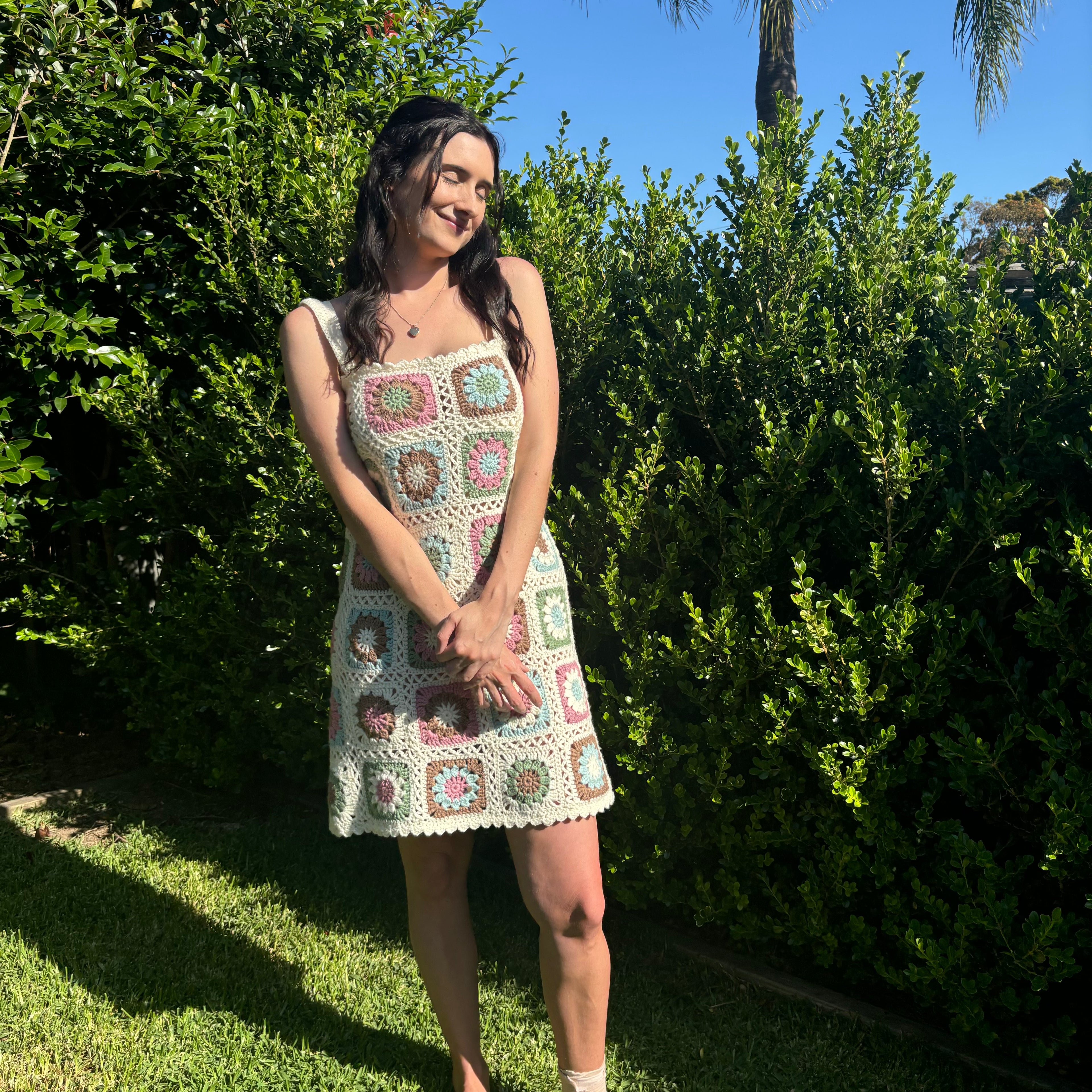 Crochet Pattern- Granny Square Crochet Summer Dress- Beach Cover-Up Dress