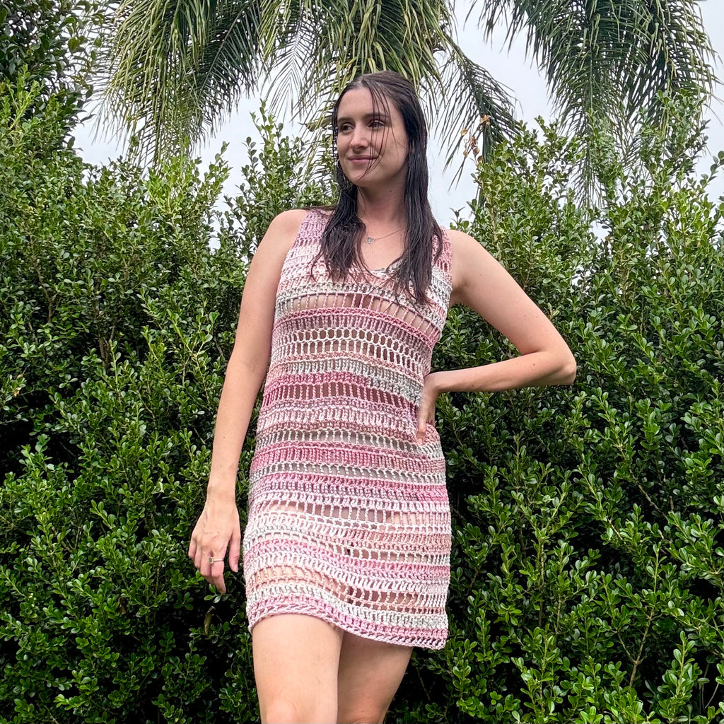 Crochet Pattern- Sherbet Mesh Crochet Dress- Women’s Summer Beach Cover-Up Dress